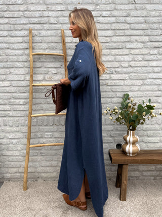 Tetra Maxi Shirt Dress / Dark Blue