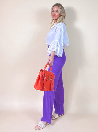 Ribbed Loose Trousers / Purple
