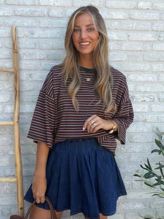 Pleated Denim Skirt / Blue