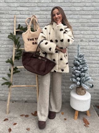 Heart Teddy Coat / Cream