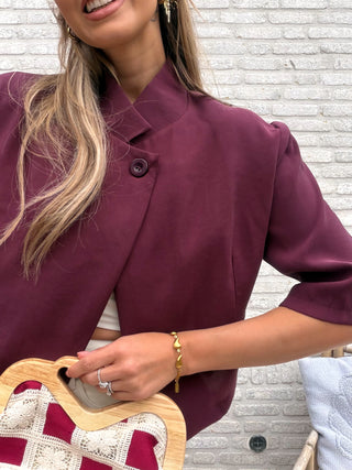 Cropped Chic Blazer / Burgundy