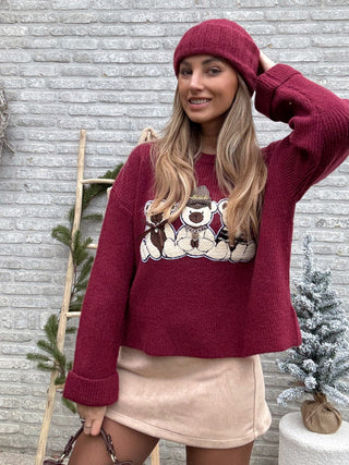 Teddy Bear Knit / Burgundy