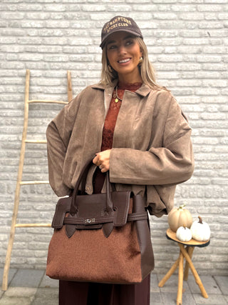 Suede Bomber Jacket / Taupe