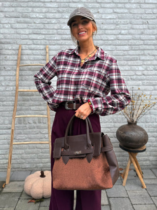 Checked Plaid Shirt / Burgundy