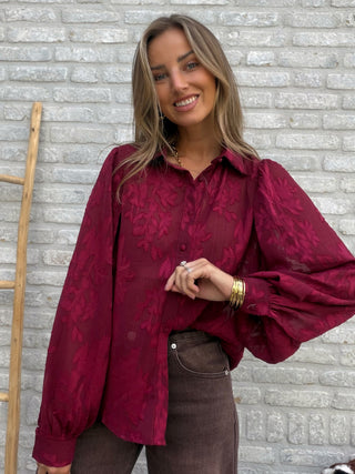 Sheer Detailed Blouse / Bordeaux