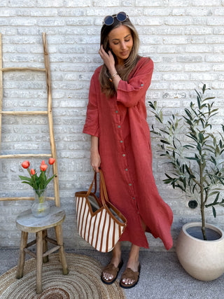 Linen Maxi Dress / Terracotta