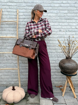 Checked Plaid Shirt / Burgundy