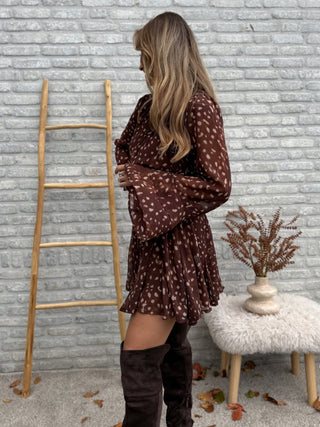 Deer Flowy Dress / Brown