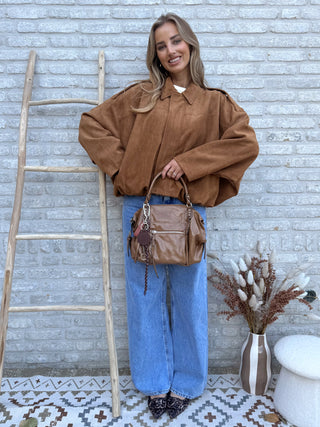 Suede Bomber Jacket / Camel