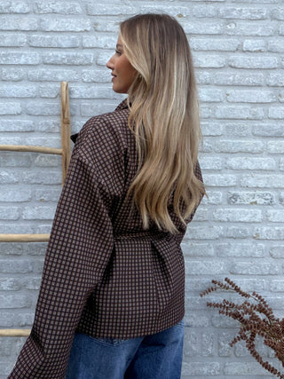 Checked Blazer Jacket / Brown