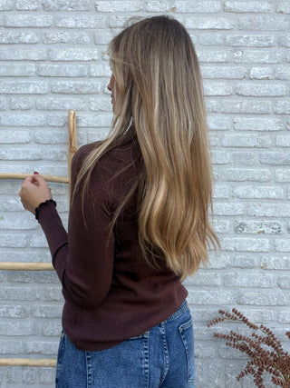 Ribbed Longsleeve Top / Brown