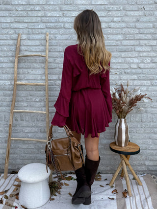 Romantic Flared Dress / Burgundy