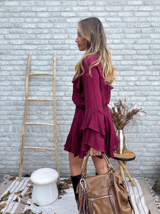 Romantic Flared Dress / Burgundy