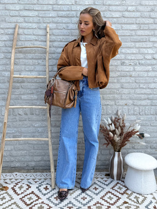 Suede Bomber Jacket / Camel