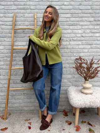 Casual Zip Knit / Olive Green