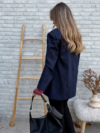 Contrast Stitch Blazer / Dark Blue