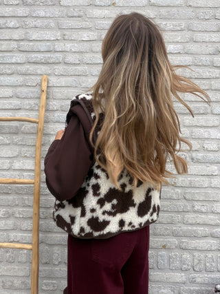 Cow Print Gilet / Brown-White