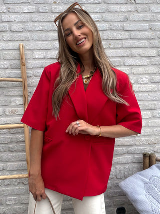 Short Sleeve Blazer / Red