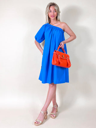 One Shoulder Midi Dress / Blue