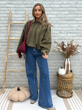 Suede Bomber Jacket / Khaki