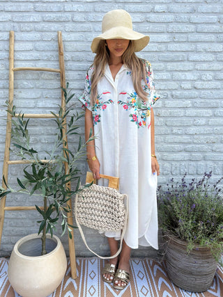 Linen Bloom Dress / White