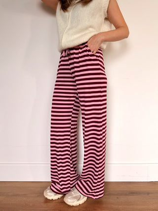 Striped Flow Pants / Bordeaux / Pink