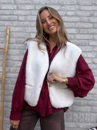 Pocket Teddy Gilet / White