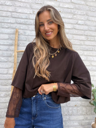 Lace Layer Blouse / Brown
