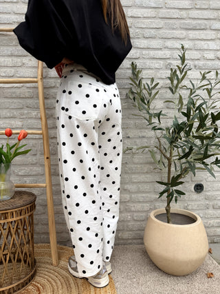 Polka Dot Balloon Pants / White-Black