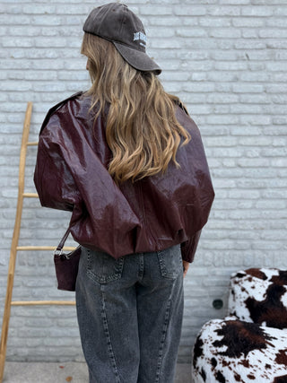 Oversized Leather Jacket / Bordeaux