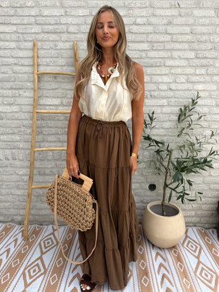 Flowy Maxi Skirt / Mocha Brown