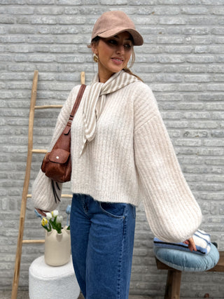 Soft Balloon Sleeve Knit / Beige