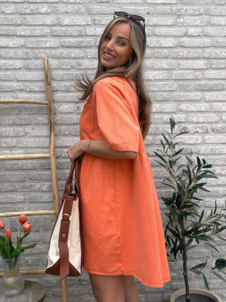 Sunset Denim Dress / Orange