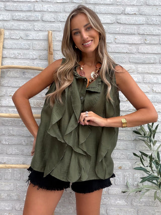 Flow Ruffle Blouse / Khaki
