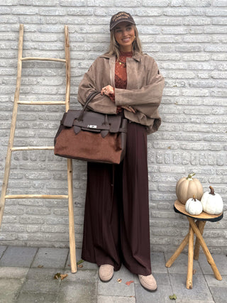 Pleated Wide Pants / Chocolate Brown