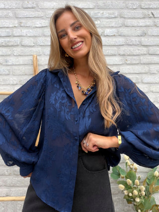 Sheer Detailed Blouse / Blue