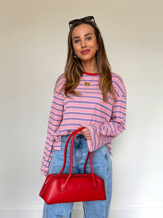 Soft Striped Blouse / Pink-Purple