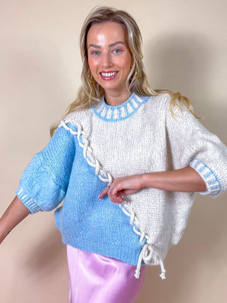 Braided Pastel Sweater / Baby Blue