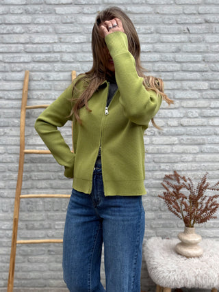 Casual Zip Knit / Olive Green
