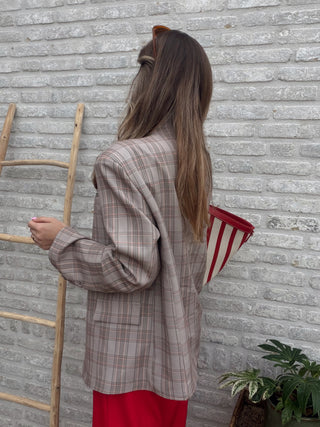 Minimal Chic Check Blazer / Taupe
