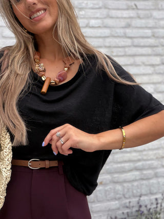 Relaxed Linen Tee / Black