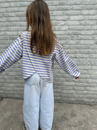 Mommy And Me Casual Striped Top / Lila-White