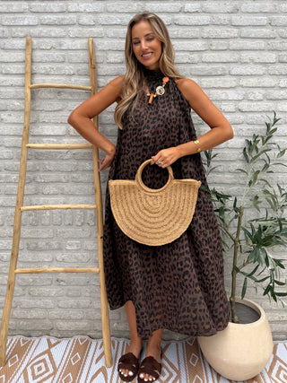 Leopard Halter Dress / Brown