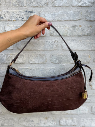 Croc Suède Shoulder Bag / Brown