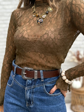 Sheer Lace Longsleeve / Khaki