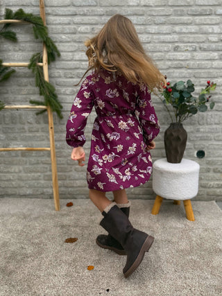 Floral Winter Dress / Bordeaux