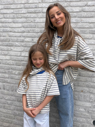 Striped Scarf Tee / Grey-White