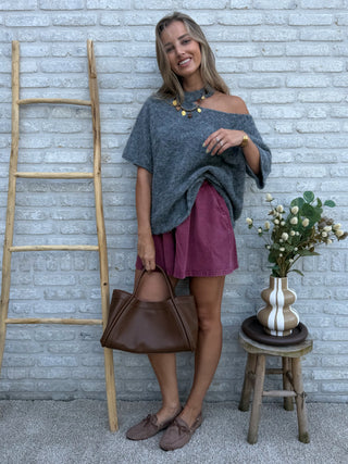 Cut-Out Soft Knit / Grey