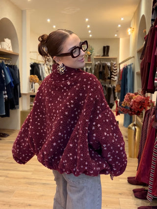 Oversized Teddy Jacket / Burgundy