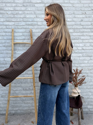 Checked Blazer Jacket / Brown